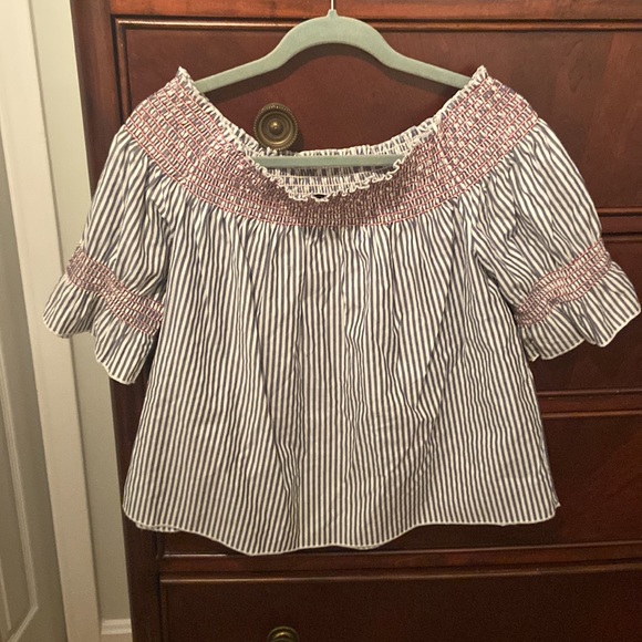 Dex striped embroidered off the shoulder top - Picture 3 of 3
